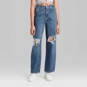 Wild Fable Jeans 6 Highest Rise Baggy Jean Blue Distressed